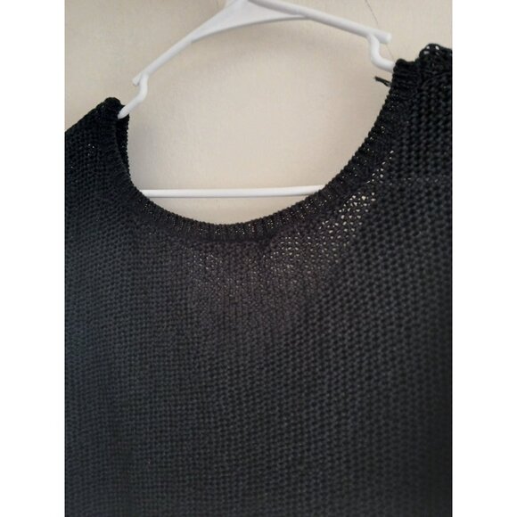 Boston Proper Womens M Black Knit Pullover Sweater V-neck Boho Casual Elevated - Picture 8 of 8